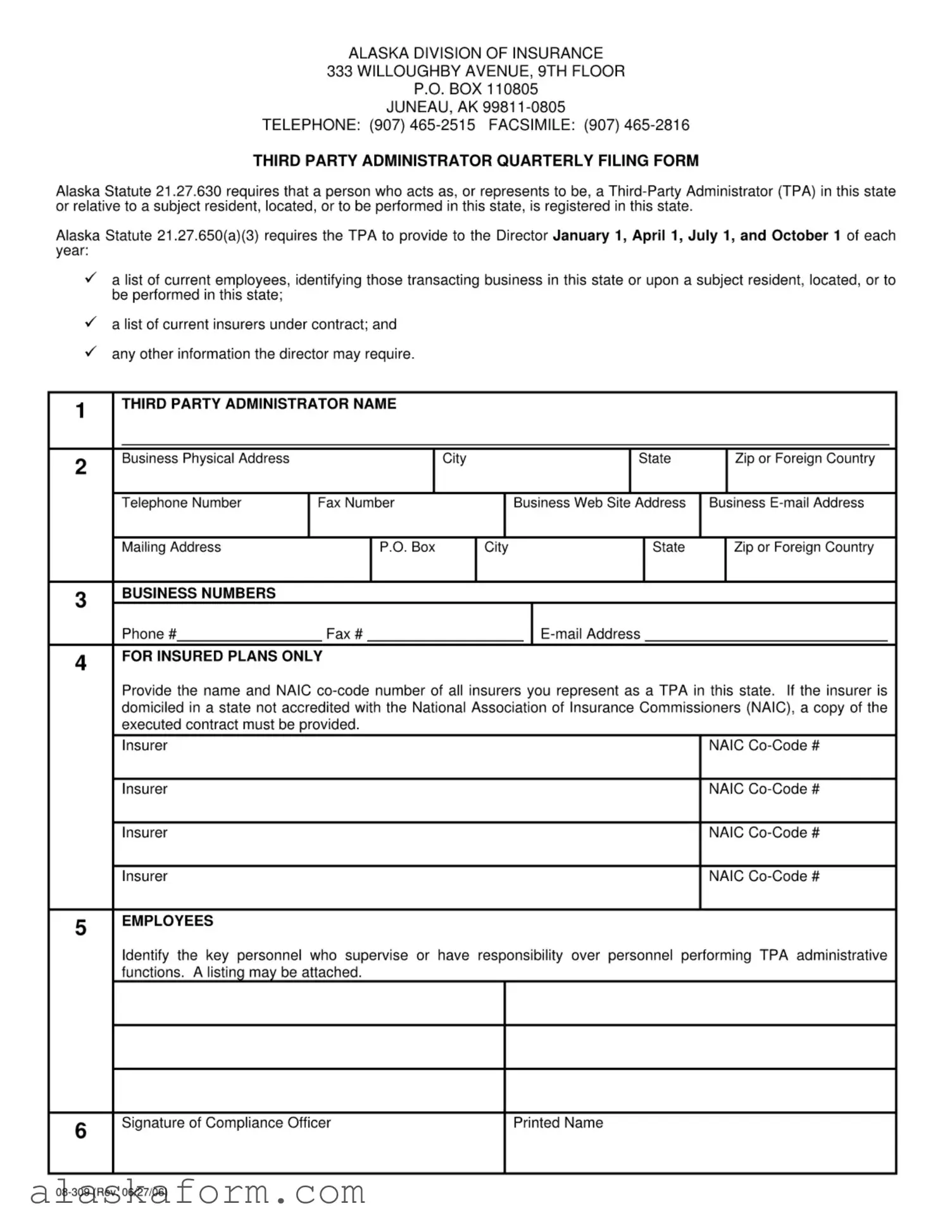 Fill in a Valid Alaska 08 309 Template