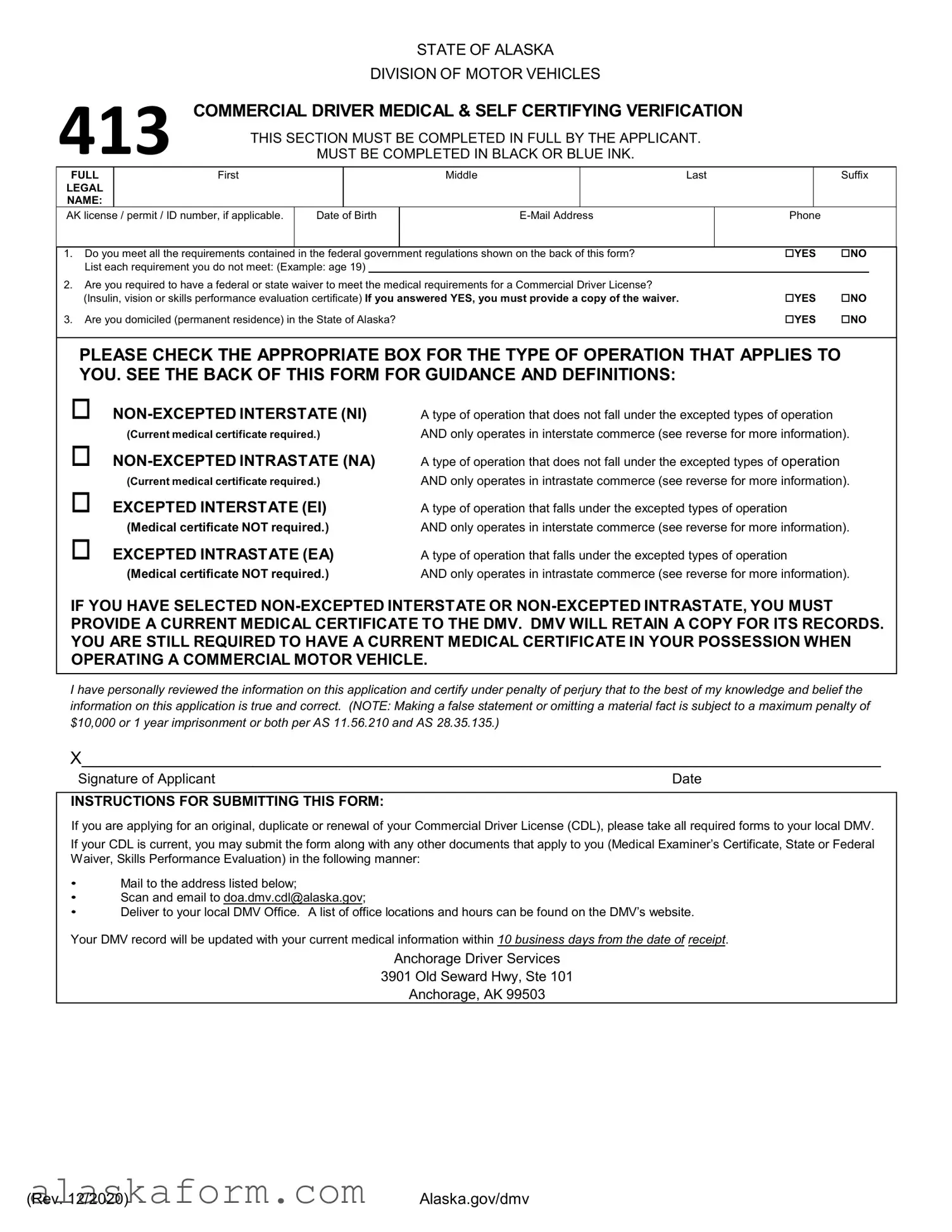 Fill in a Valid Alaska 413 Template