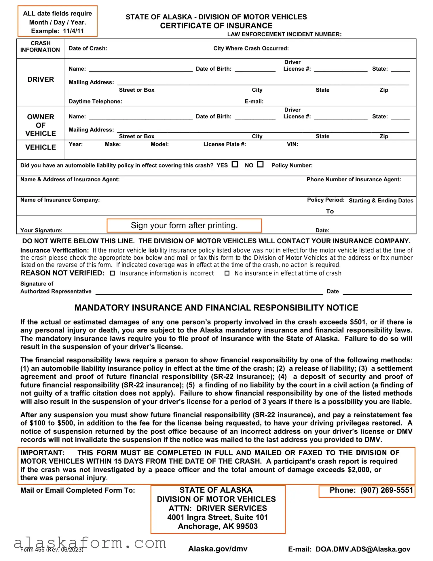 Fill in a Valid Alaska 466 Template