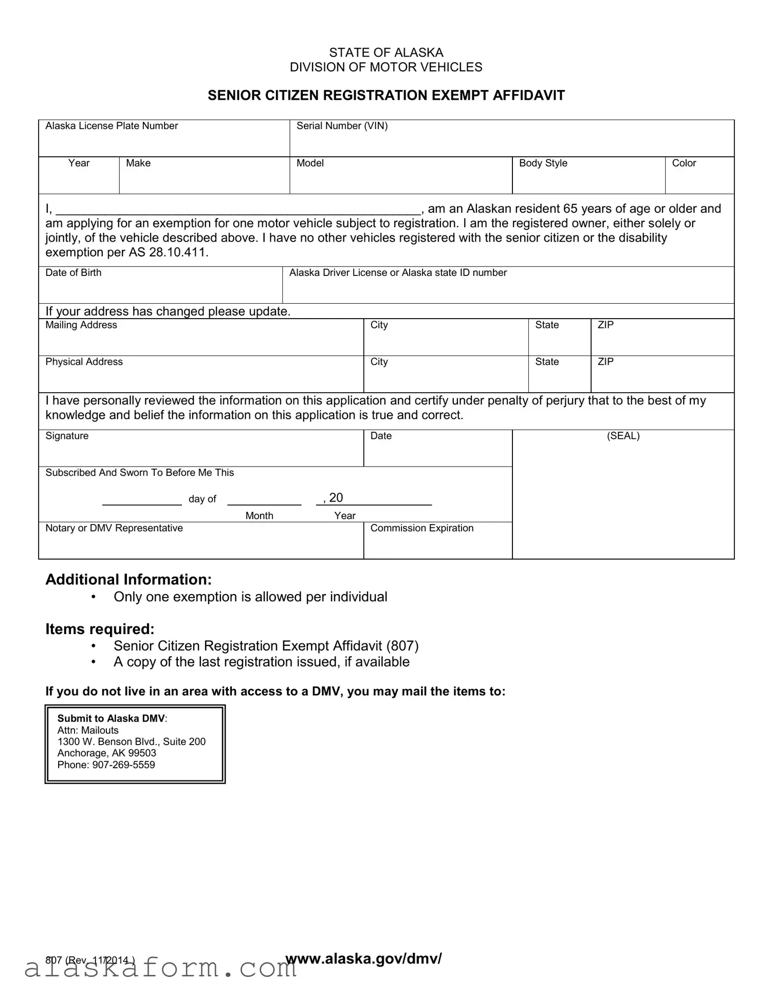 Fill in a Valid Alaska 807 Template