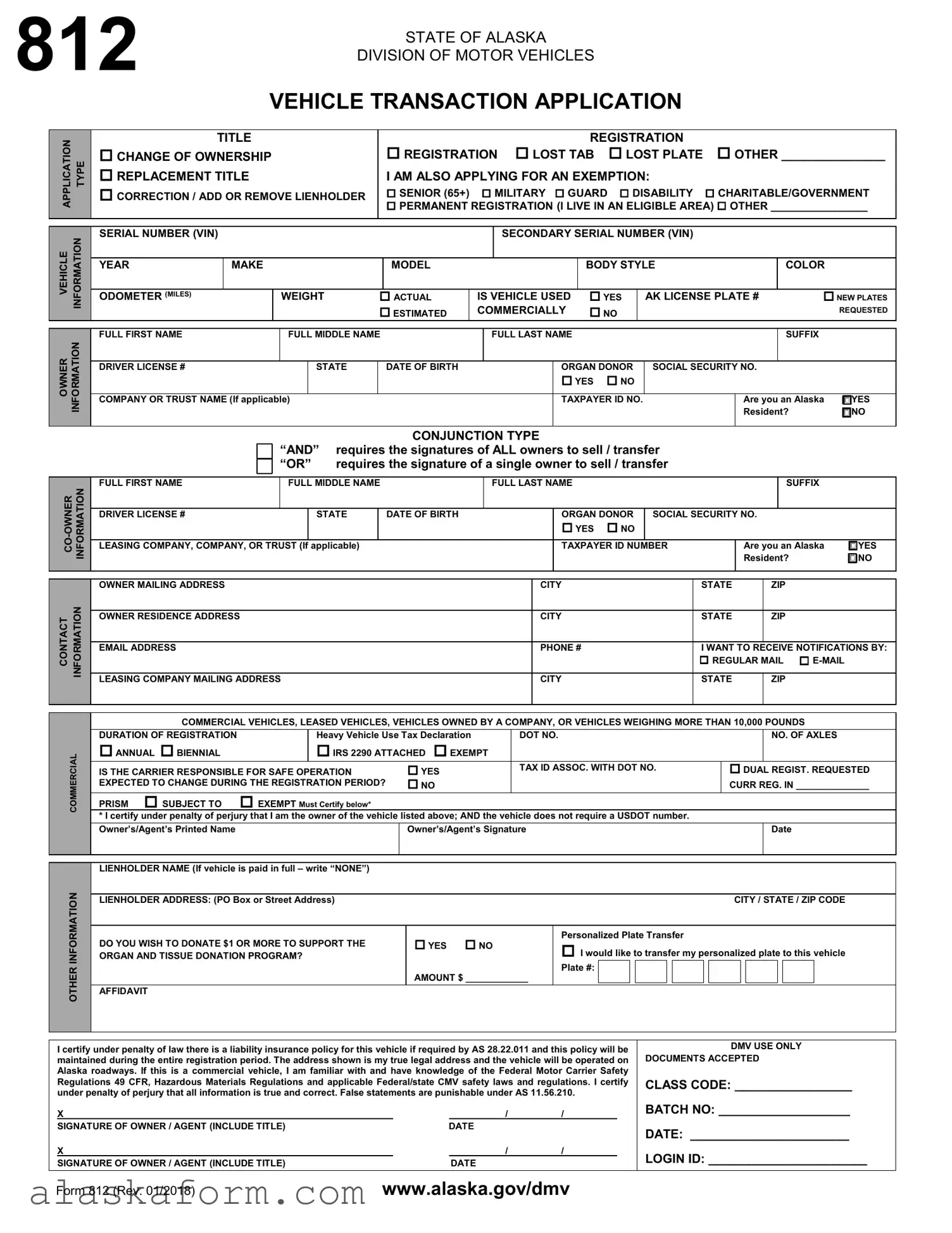 Fill in a Valid Alaska 812 Template