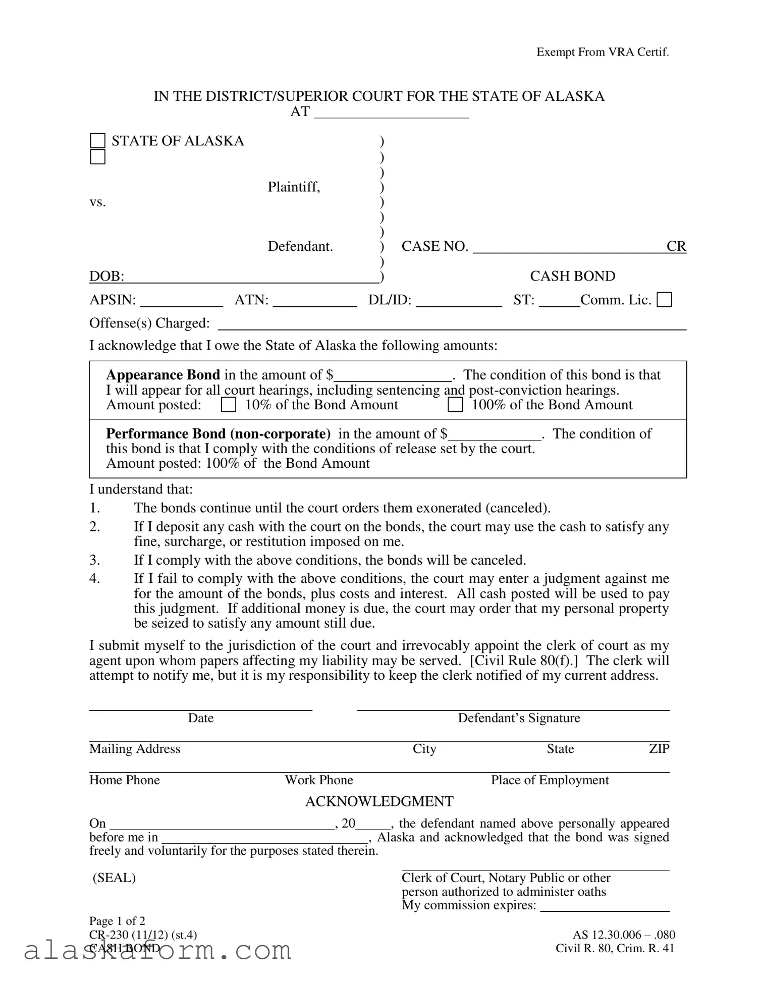 Fill in a Valid Alaska Cr 230 Template