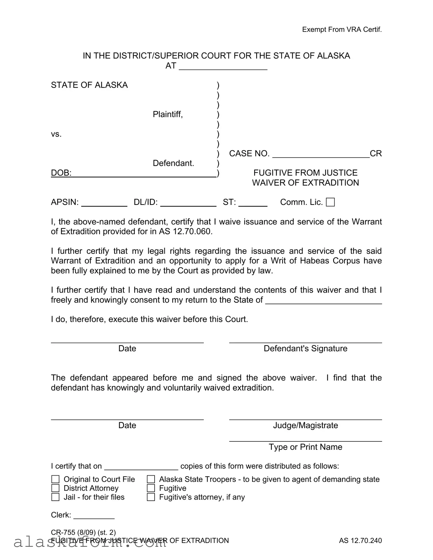Fill in a Valid Alaska Cr 755 Template