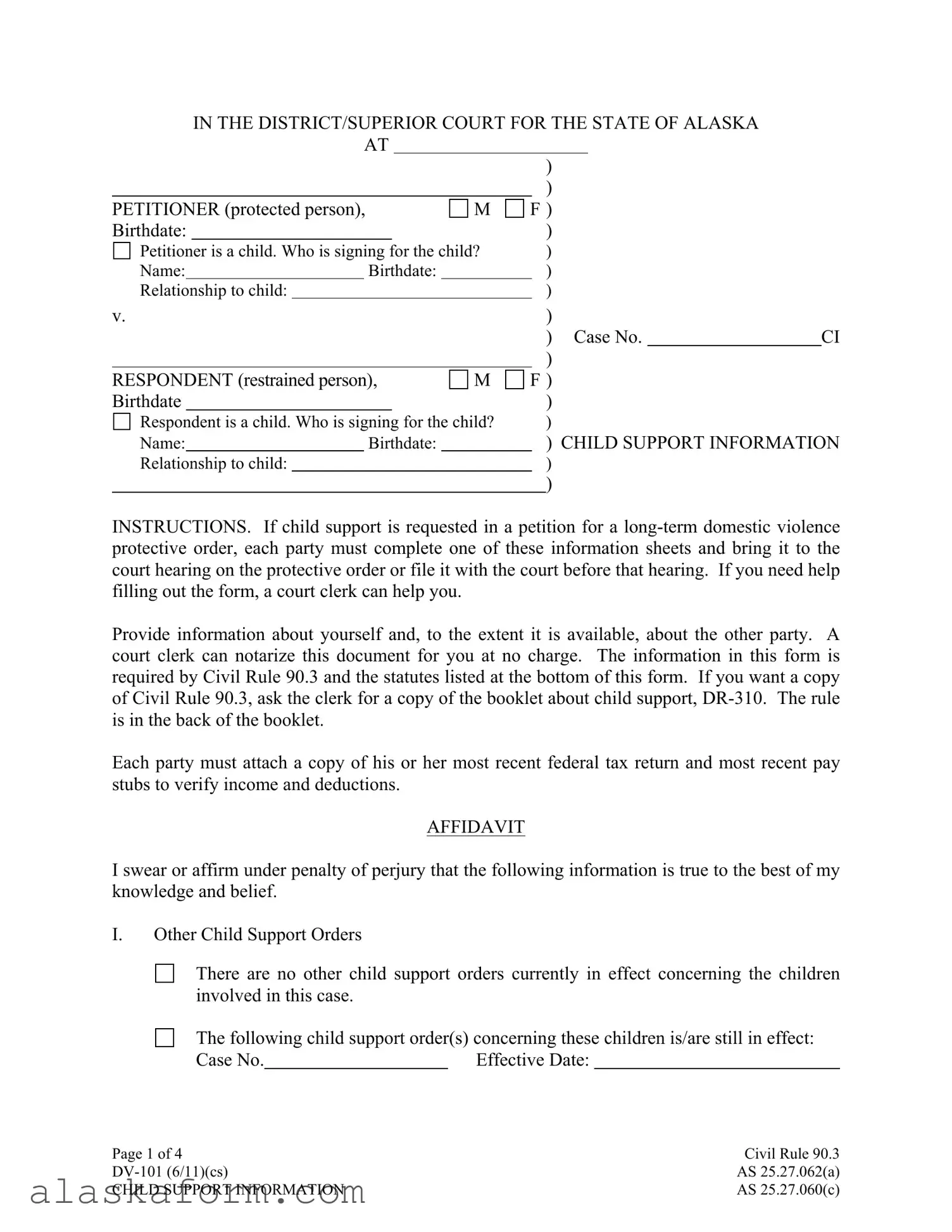 Fill in a Valid Alaska Dv 101 Template