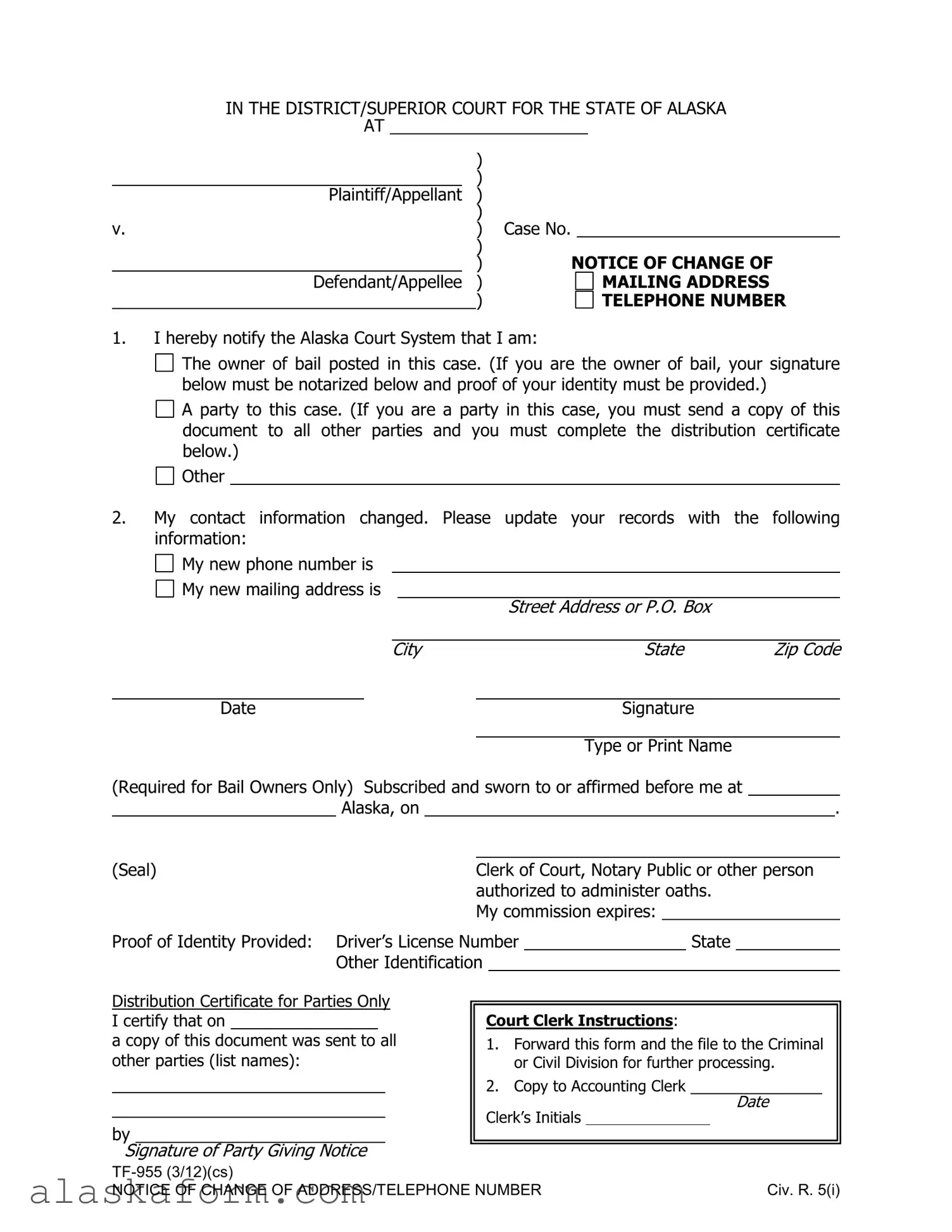Fill in a Valid Alaska Tf 955 Template