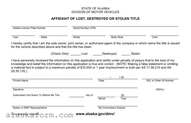 Fill in a Valid Alaska 809 Template