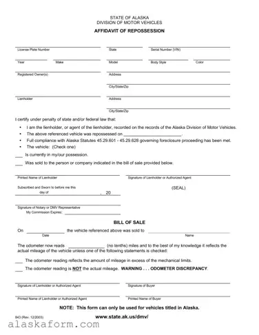 Fill in a Valid Alaska 843 Template