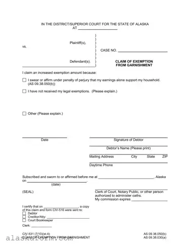 Fill in a Valid Alaska Civ 531 Template