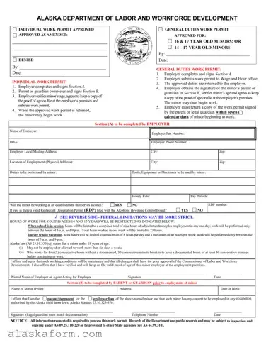 Fill in a Valid Alaska Work Permit Template