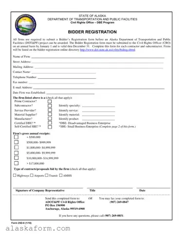 Fill in a Valid State Of Alaska Bidders Registration Template
